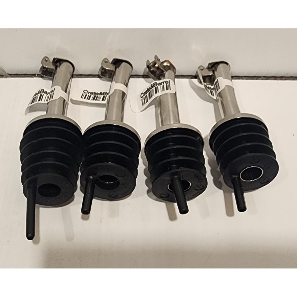 Crate & Barrel  Stainless Steel Black Nylon Pourers (4)   527-793  New